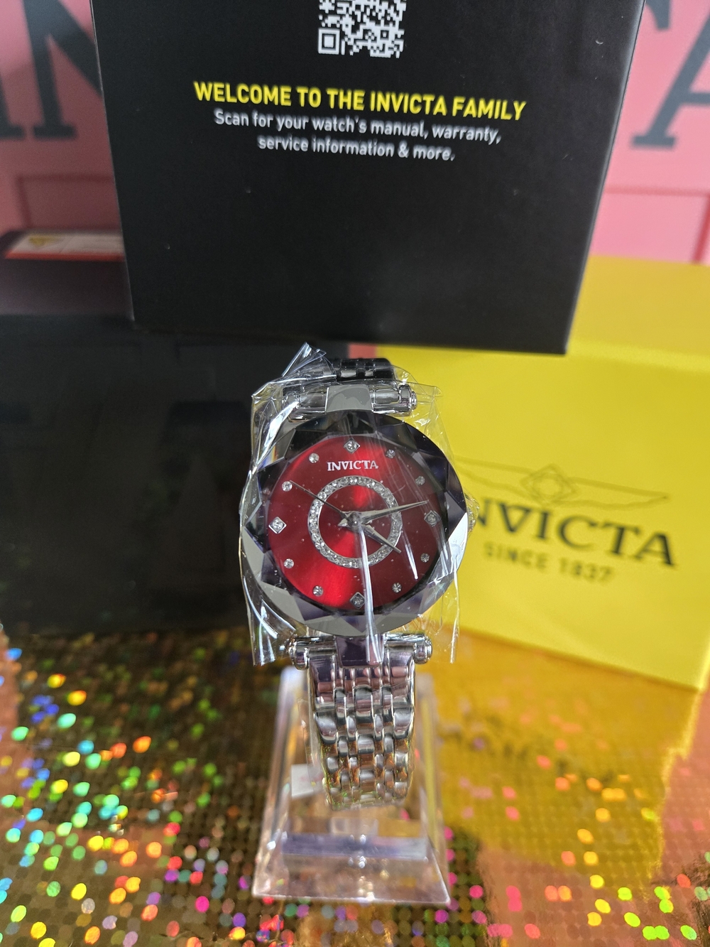 70404 Invicta Celestial Women's Watch Silver Red Dial 30mm